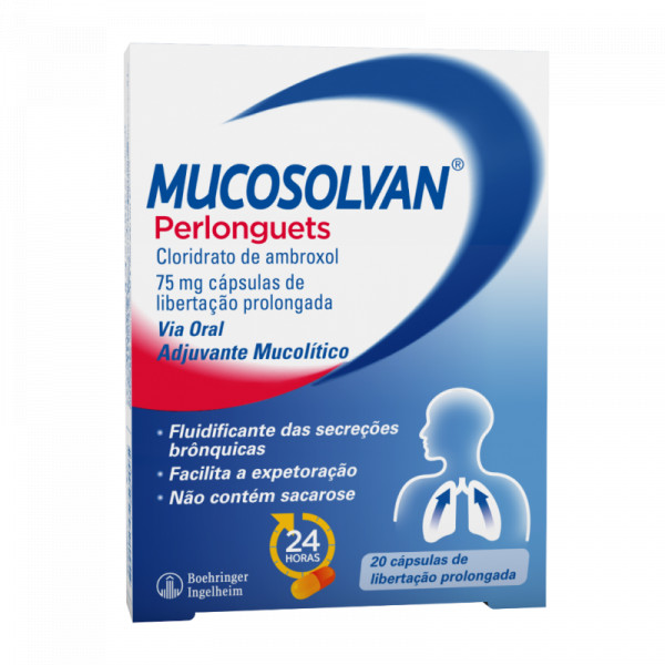 Mucosolvan Perlonguets, 75 Mg X 20 Cáps Lib Prol