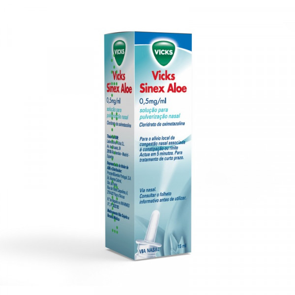 Vicks Sinex Aloé, 0.5 Mg/Ml Frasco 15 Ml Sol Pulv Nasal