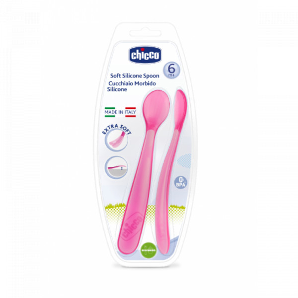Chicco Colher Macia Silicone Rosa 6M+