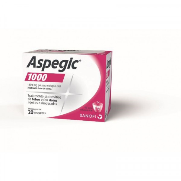 Aspegic 1000, 1800 Mg X 20 Pó Sol Oral Saq