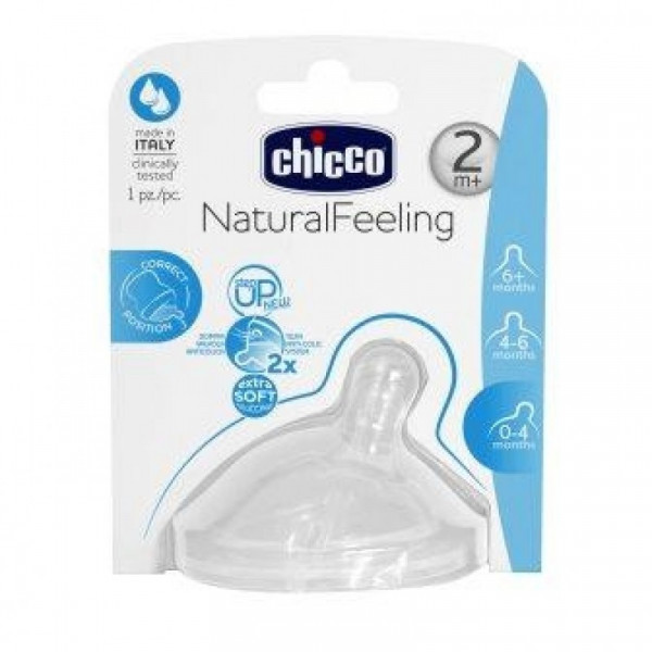 Chicco Natural Feeling 1 Tetina Silicone Fluxo Médio 2m+ 1unid.
