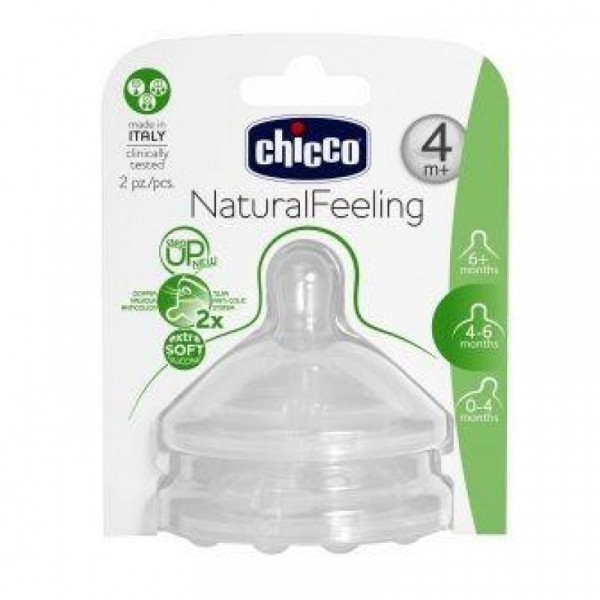 Chicco Natural Feeling. Tetina Silicone com Dupla Válvula Anticólicas 2un.