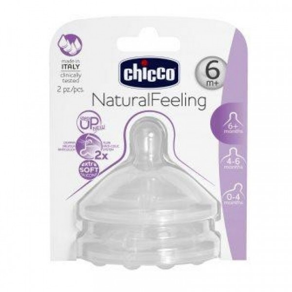 Chicco Natural Feeling 3 Tetina Silicone Fluxo Papa 6m+ 2unid.