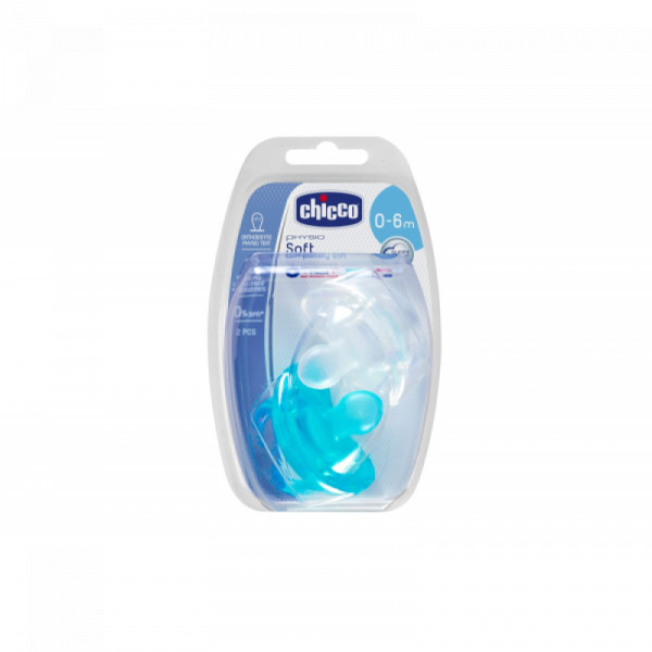 Chicco Physio Soft. Chupeta Silicone 0 a 6 meses Verde e Branca 2un.