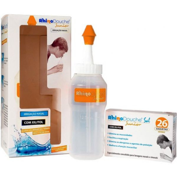 Rhinodouche Junior Irrigação Nasal Garrafa + Sal Junior Sais De Irrigação Com Xilitol 26 Saqueta(S) 2.5 G