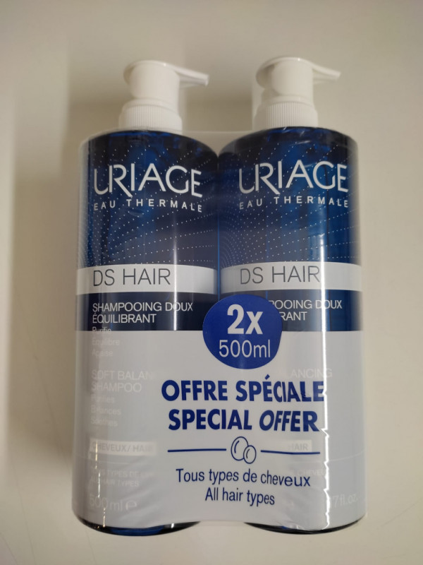 Uriage D.s. Hair Duo Champô Suave Equilibrante 2 X 500 Ml Com Preço Especial