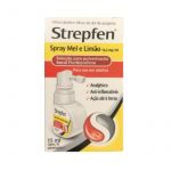 Strepfen Spray Mel E Limão , 16.2 Mg/Ml Frasco 15 Ml Sol Pulv Bucal