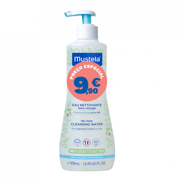 Mustela Bebé Pele Normal Água de Limpeza Sem Enxaguamento com Preço Especial 500ml