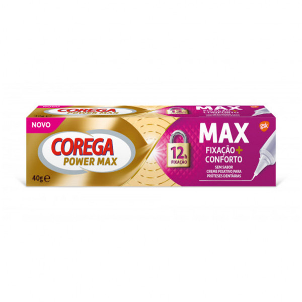 Corega Maxima Fixação+Conf Creme Fixador Proteção Dent40G