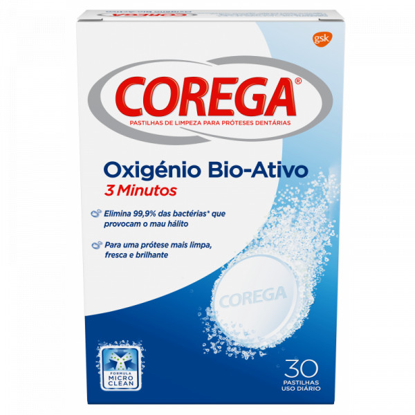Corega Oxigénio Bio-Ativo Pastilhas Limpeza 66un.